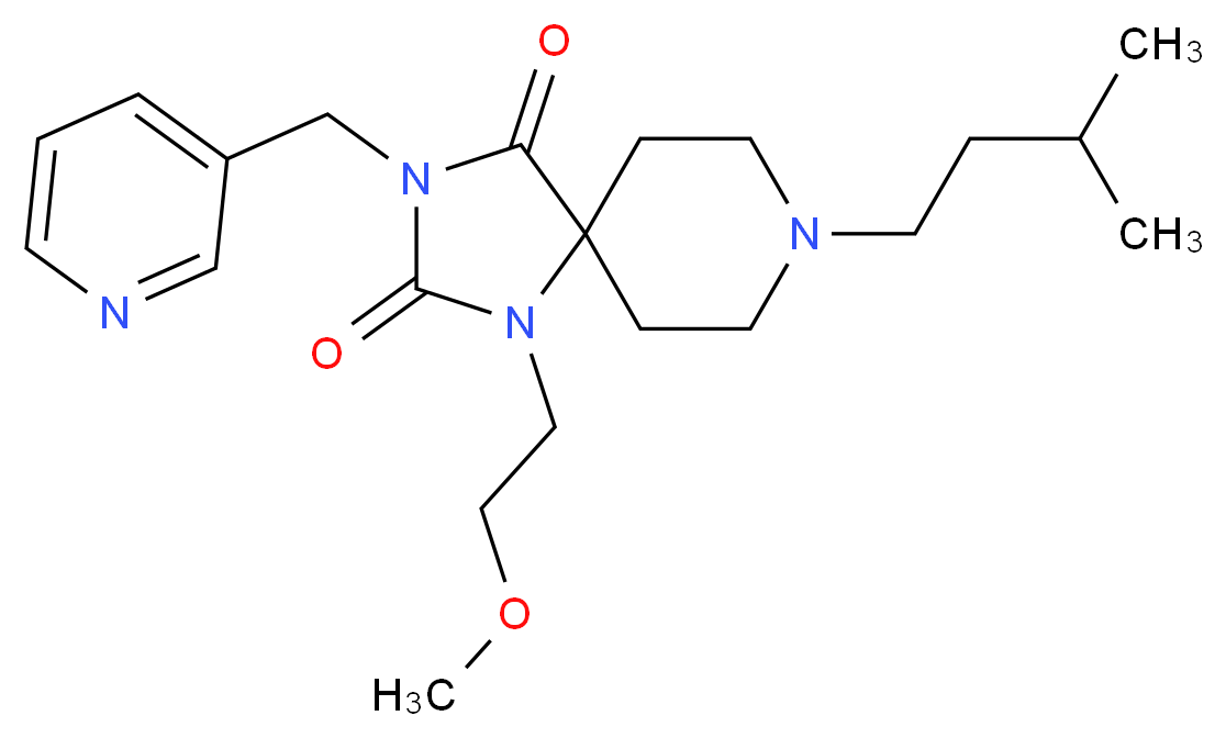 1-(2-methoxyethyl)-8-(3-methylbutyl)-3-(3-pyridinylmethyl)-1,3,8-triazaspiro[4.5]decane-2,4-dione_分子结构_CAS_)