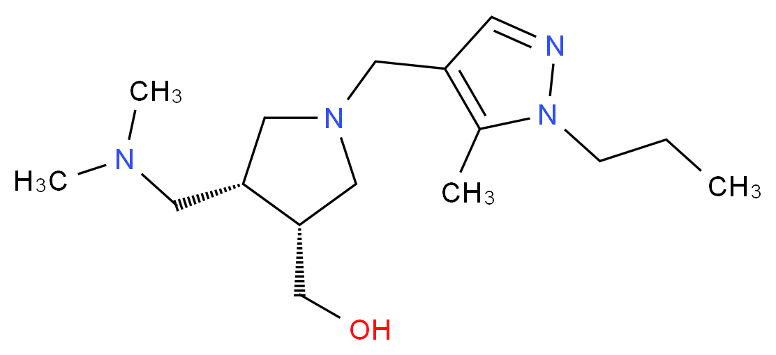 {(3R*,4R*)-4-[(dimethylamino)methyl]-1-[(5-methyl-1-propyl-1H-pyrazol-4-yl)methyl]pyrrolidin-3-yl}methanol_分子结构_CAS_)