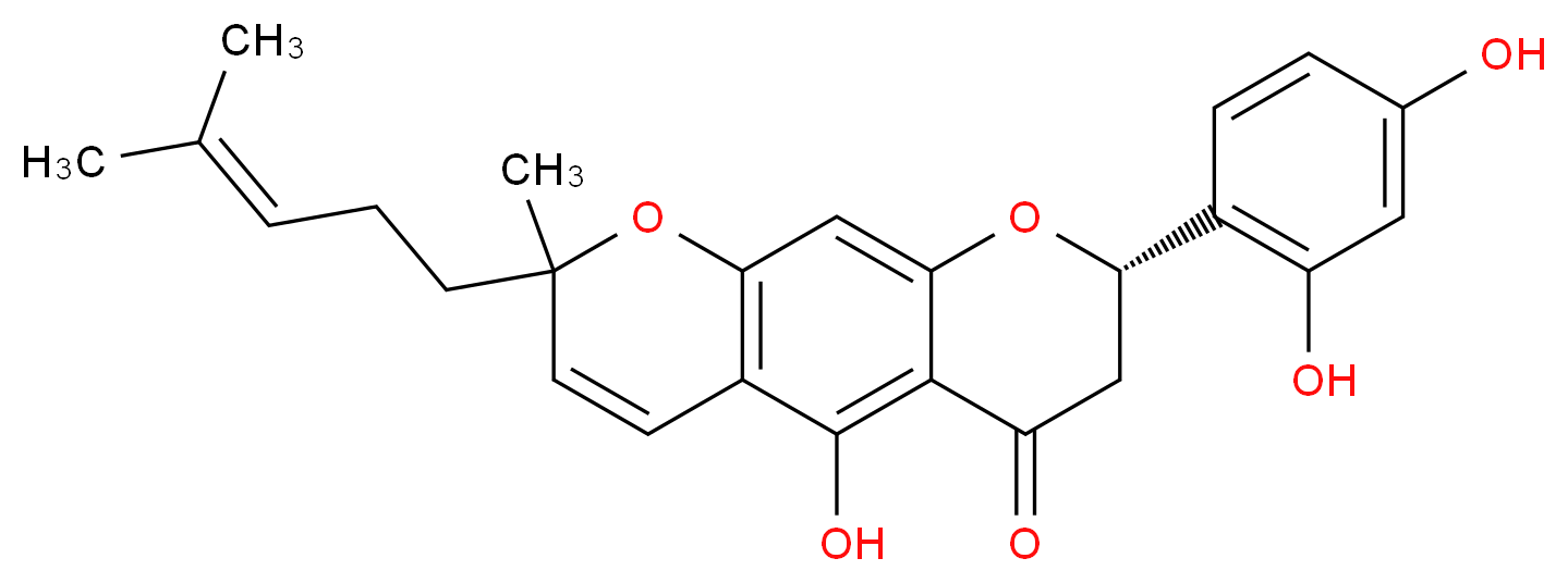 (2S)-2-(2,4-dihydroxyphenyl)-5-hydroxy-8-methyl-8-(4-methylpent-3-en-1-yl)-2H,3H,4H,8H-pyrano[3,2-g]chromen-4-one_分子结构_CAS_123702-94-3