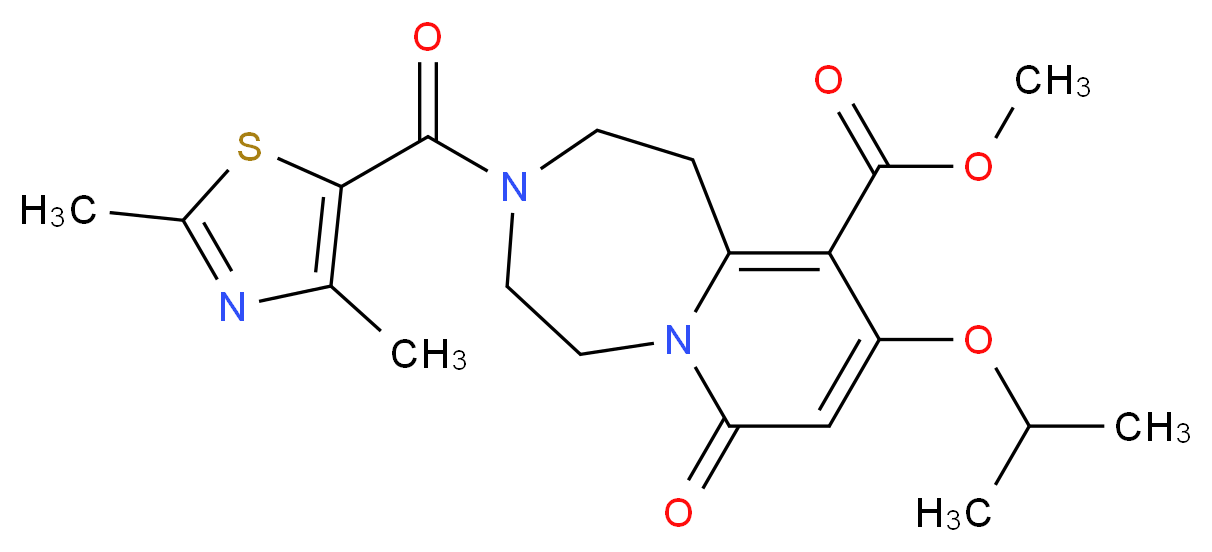 methyl 3-[(2,4-dimethyl-1,3-thiazol-5-yl)carbonyl]-9-isopropoxy-7-oxo-1,2,3,4,5,7-hexahydropyrido[1,2-d][1,4]diazepine-10-carboxylate_分子结构_CAS_)