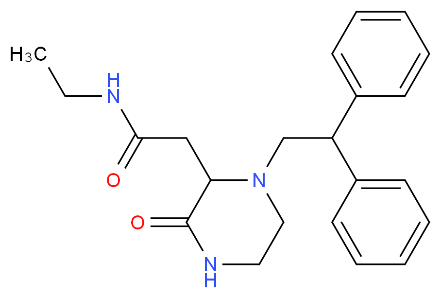 2-[1-(2,2-diphenylethyl)-3-oxo-2-piperazinyl]-N-ethylacetamide_分子结构_CAS_)