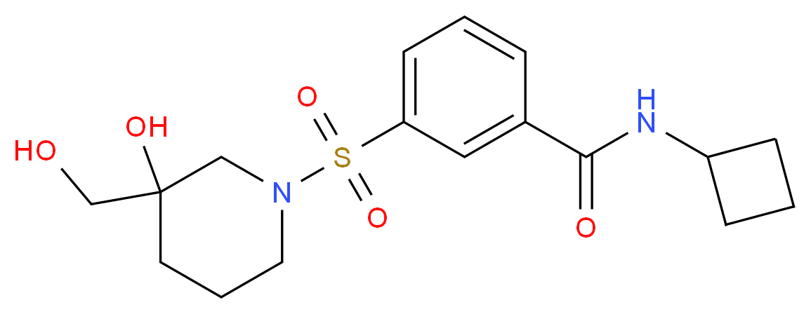 N-cyclobutyl-3-{[3-hydroxy-3-(hydroxymethyl)piperidin-1-yl]sulfonyl}benzamide_分子结构_CAS_)