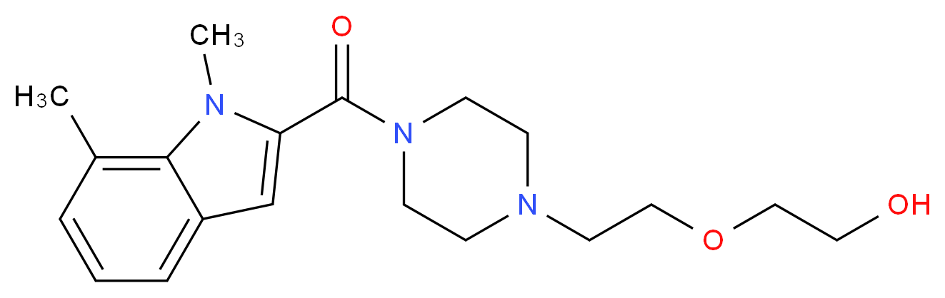 2-(2-{4-[(1,7-dimethyl-1H-indol-2-yl)carbonyl]-1-piperazinyl}ethoxy)ethanol_分子结构_CAS_)
