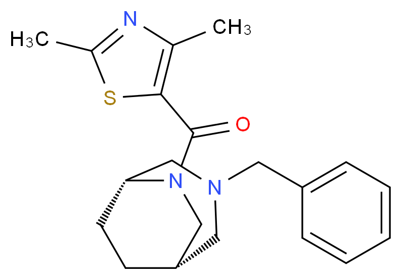 (1S*,5R*)-3-benzyl-6-[(2,4-dimethyl-1,3-thiazol-5-yl)carbonyl]-3,6-diazabicyclo[3.2.2]nonane_分子结构_CAS_)