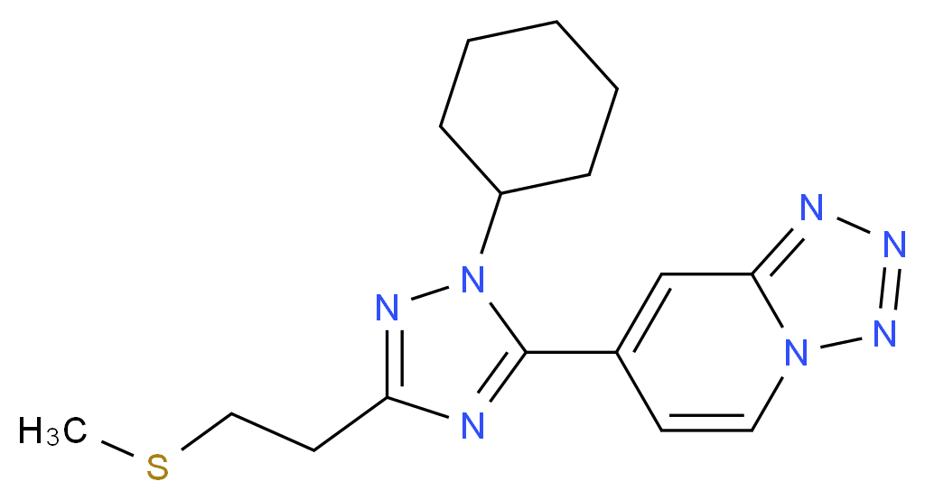 7-{1-cyclohexyl-3-[2-(methylthio)ethyl]-1H-1,2,4-triazol-5-yl}tetrazolo[1,5-a]pyridine_分子结构_CAS_)