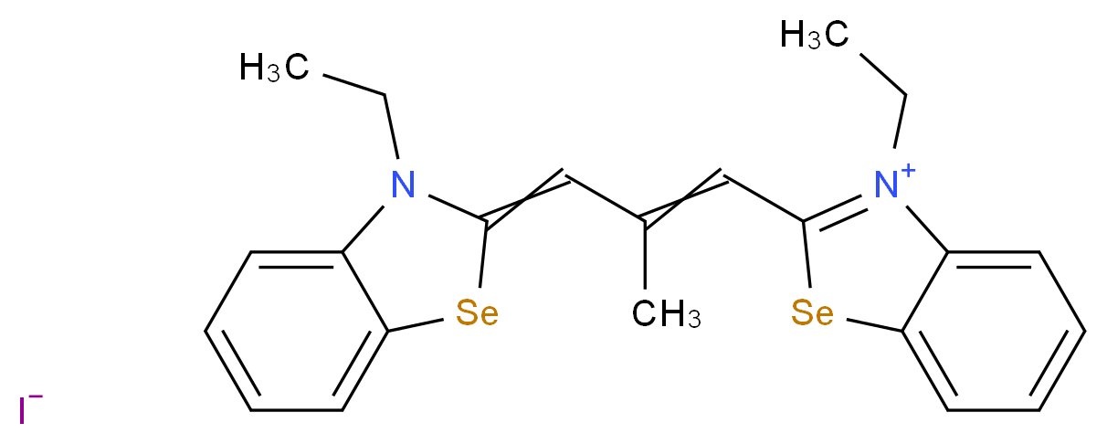 3-ethyl-2-[3-(3-ethyl-2,3-dihydro-1,3-benzoselenazol-2-ylidene)-2-methylprop-1-en-1-yl]-1,3-benzoselenazol-3-ium iodide_分子结构_CAS_7310-87-4