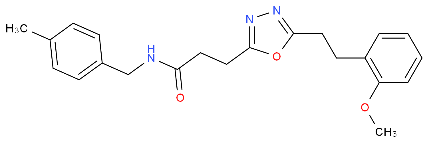3-{5-[2-(2-methoxyphenyl)ethyl]-1,3,4-oxadiazol-2-yl}-N-(4-methylbenzyl)propanamide_分子结构_CAS_)