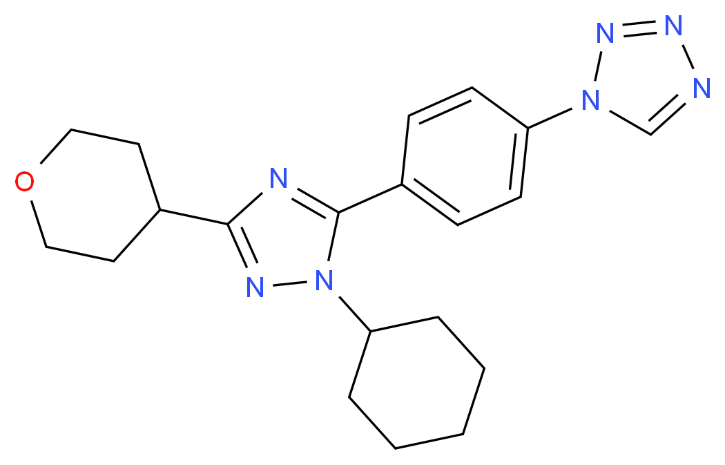 1-{4-[1-cyclohexyl-3-(tetrahydro-2H-pyran-4-yl)-1H-1,2,4-triazol-5-yl]phenyl}-1H-tetrazole_分子结构_CAS_)