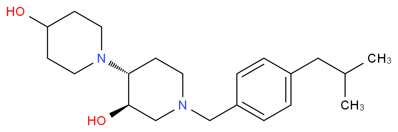 (3'R*,4'R*)-1'-(4-isobutylbenzyl)-1,4'-bipiperidine-3',4-diol_分子结构_CAS_)