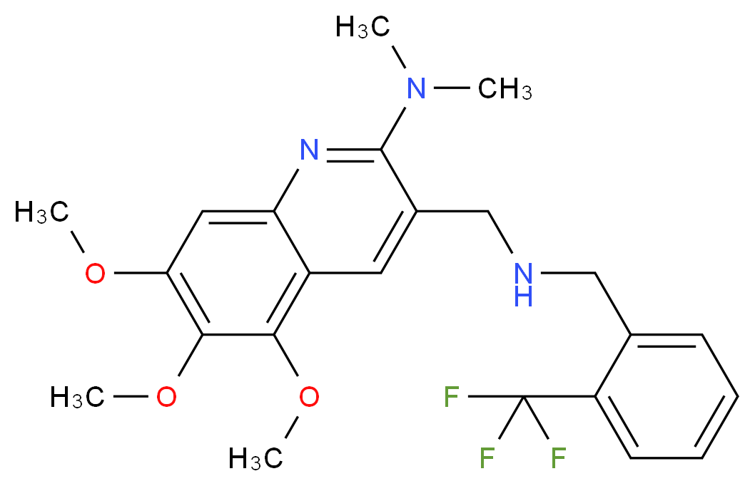 5,6,7-trimethoxy-N,N-dimethyl-3-({[2-(trifluoromethyl)benzyl]amino}methyl)-2-quinolinamine_分子结构_CAS_)