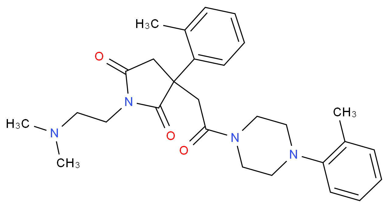 1-[2-(dimethylamino)ethyl]-3-(2-methylphenyl)-3-{2-[4-(2-methylphenyl)-1-piperazinyl]-2-oxoethyl}-2,5-pyrrolidinedione_分子结构_CAS_)