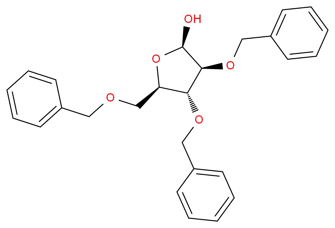 (2R,3S,4R,5R)-3,4-bis(benzyloxy)-5-[(benzyloxy)methyl]oxolan-2-ol_分子结构_CAS_60933-68-8
