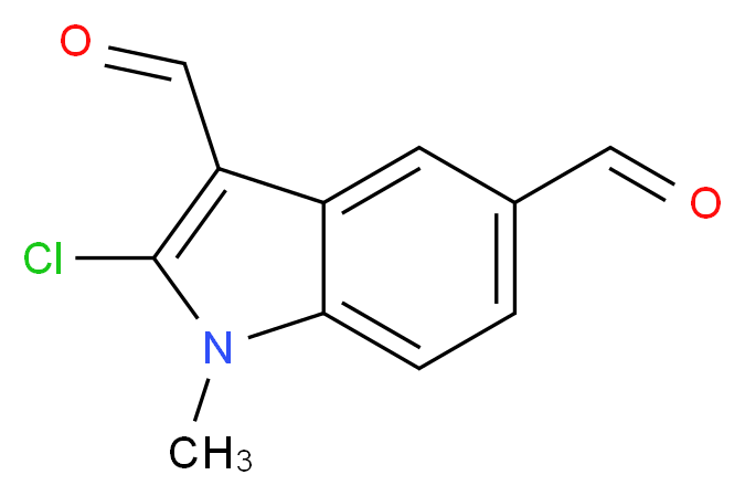 2-chloro-1-methyl-1H-indole-3,5-dicarbaldehyde_分子结构_CAS_66335-32-8