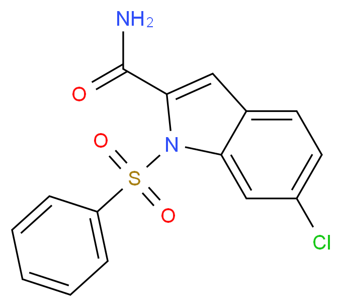 6-CHLORO-1-(PHENYLSULFONYL)-1H-INDOLE-2-CARBOXAMIDE_分子结构_CAS_540740-48-5)