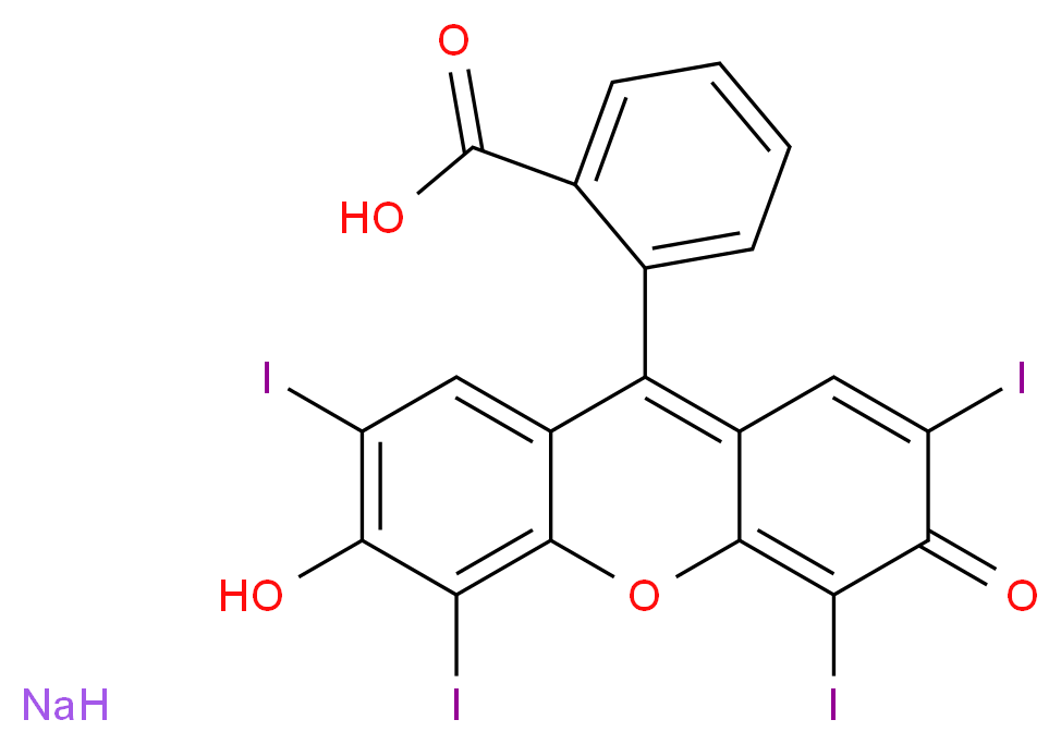 2-(6-hydroxy-2,4,5,7-tetraiodo-3-oxo-3H-xanthen-9-yl)benzoic acid sodium_分子结构_CAS_568-63-8