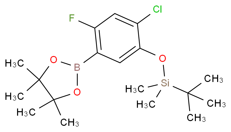 tert-Butyl(2-chloro-4-fluoro-5-(4,4,5,5-tetramethyl-1,3,2-dioxaborolan-2-yl)phenoxy)dimethylsilane_分子结构_CAS_1150561-59-3)