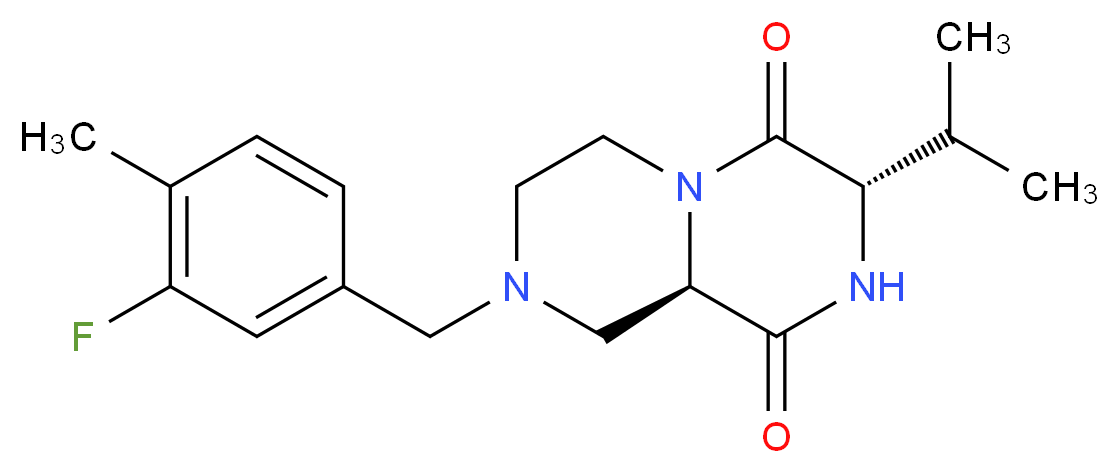 (3S,9aR)-8-(3-fluoro-4-methylbenzyl)-3-isopropyltetrahydro-2H-pyrazino[1,2-a]pyrazine-1,4(3H,6H)-dione_分子结构_CAS_)