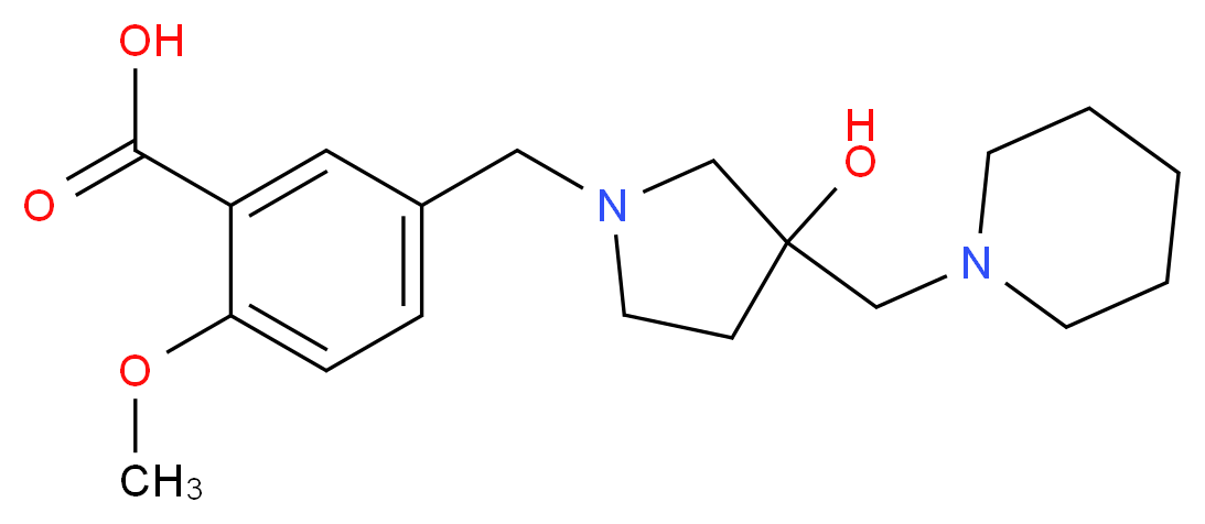 5-{[3-hydroxy-3-(piperidin-1-ylmethyl)pyrrolidin-1-yl]methyl}-2-methoxybenzoic acid_分子结构_CAS_)
