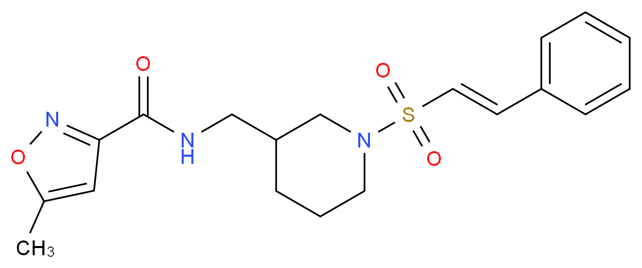 5-methyl-N-[(1-{[(E)-2-phenylvinyl]sulfonyl}-3-piperidinyl)methyl]-3-isoxazolecarboxamide_分子结构_CAS_)