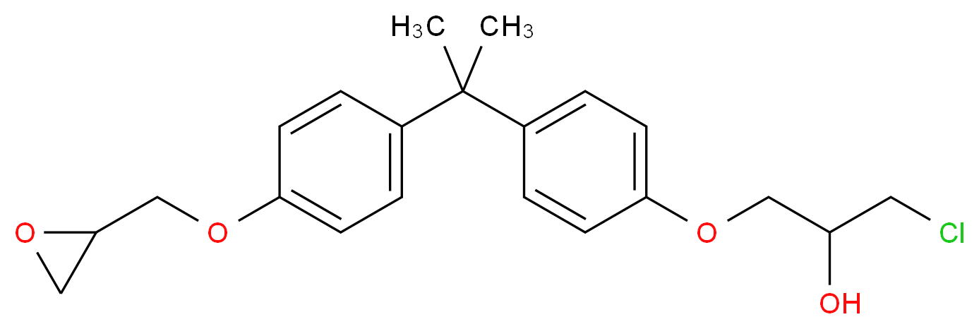 1-chloro-3-(4-{2-[4-(oxiran-2-ylmethoxy)phenyl]propan-2-yl}phenoxy)propan-2-ol_分子结构_CAS_13836-48-1