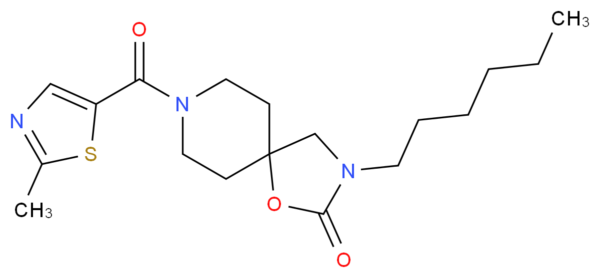 3-hexyl-8-[(2-methyl-1,3-thiazol-5-yl)carbonyl]-1-oxa-3,8-diazaspiro[4.5]decan-2-one_分子结构_CAS_)