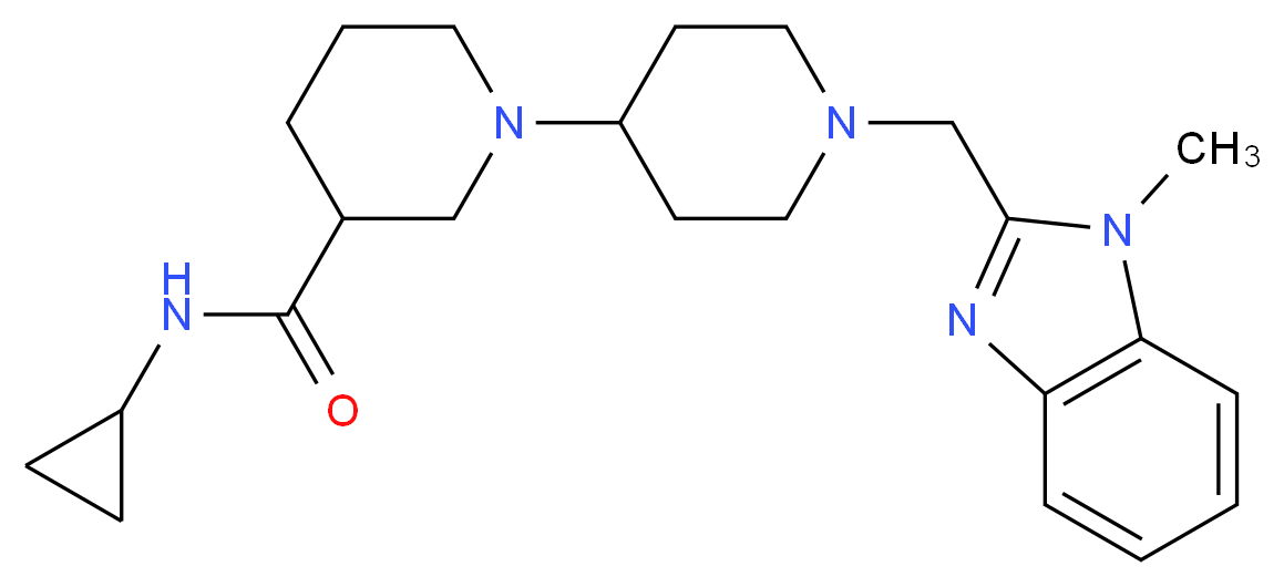 N-cyclopropyl-1'-[(1-methyl-1H-benzimidazol-2-yl)methyl]-1,4'-bipiperidine-3-carboxamide_分子结构_CAS_)