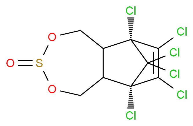 (1R,9S)-1,9,10,11,12,12-hexachloro-4,6-dioxa-5λ<sup>4</sup>-thiatricyclo[7.2.1.0<sup>2</sup>,<sup>8</sup>]dodec-10-en-5-one_分子结构_CAS_115-29-7