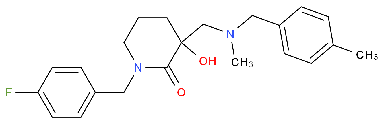 1-(4-fluorobenzyl)-3-hydroxy-3-{[methyl(4-methylbenzyl)amino]methyl}-2-piperidinone_分子结构_CAS_)