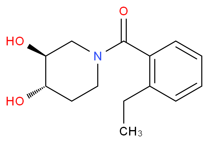 (3S*,4S*)-1-(2-ethylbenzoyl)piperidine-3,4-diol_分子结构_CAS_)