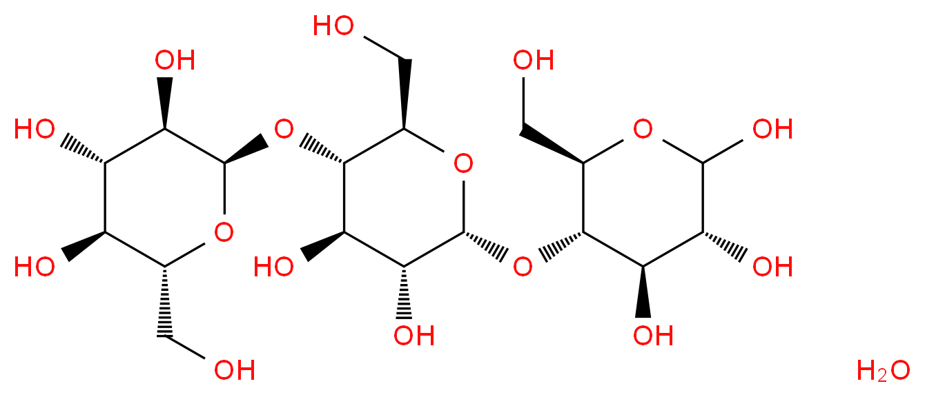 (2R,3R,4S,5S,6R)-2-{[(2R,3S,4R,5R,6R)-4,5-dihydroxy-2-(hydroxymethyl)-6-{[(2R,3S,4R,5R)-4,5,6-trihydroxy-2-(hydroxymethyl)oxan-3-yl]oxy}oxan-3-yl]oxy}-6-(hydroxymethyl)oxane-3,4,5-triol hydrate_分子结构_CAS_207511-08-8