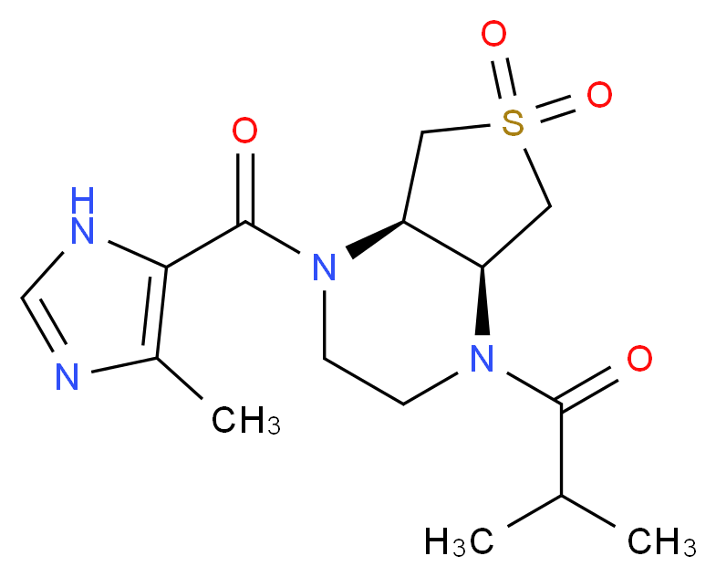 (4aR*,7aS*)-1-isobutyryl-4-[(4-methyl-1H-imidazol-5-yl)carbonyl]octahydrothieno[3,4-b]pyrazine 6,6-dioxide_分子结构_CAS_)