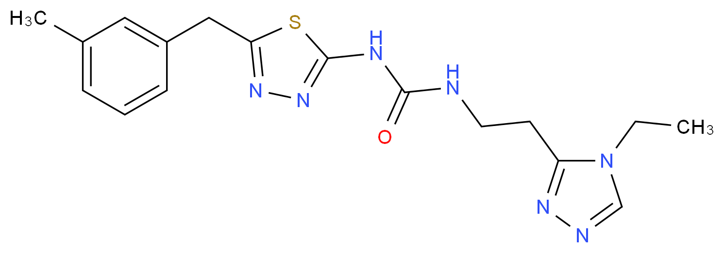 N-[2-(4-ethyl-4H-1,2,4-triazol-3-yl)ethyl]-N'-[5-(3-methylbenzyl)-1,3,4-thiadiazol-2-yl]urea_分子结构_CAS_)