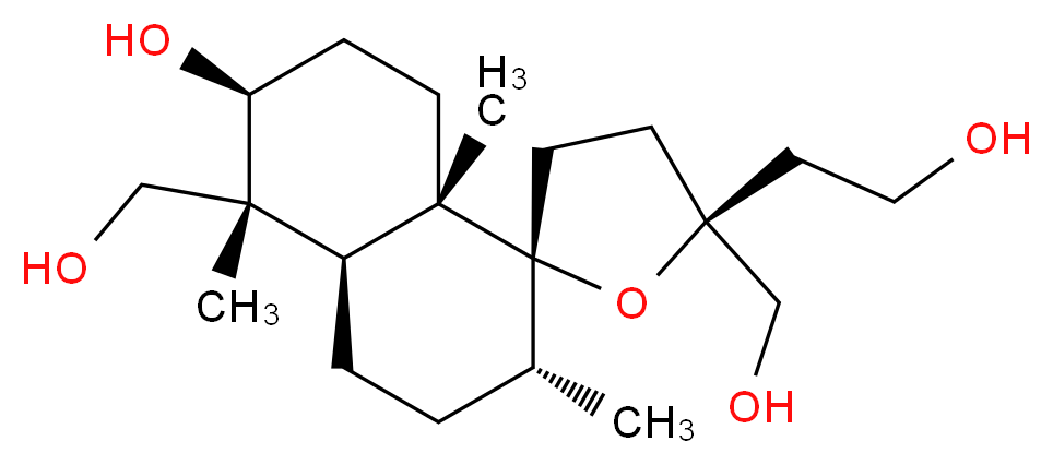 (1R,2R,4aS,5R,5'S,6S,8aS)-5'-(2-hydroxyethyl)-5,5'-bis(hydroxymethyl)-2,5,8a-trimethyl-octahydro-2H-spiro[naphthalene-1,2'-oxolane]-6-ol_分子结构_CAS_23554-81-6
