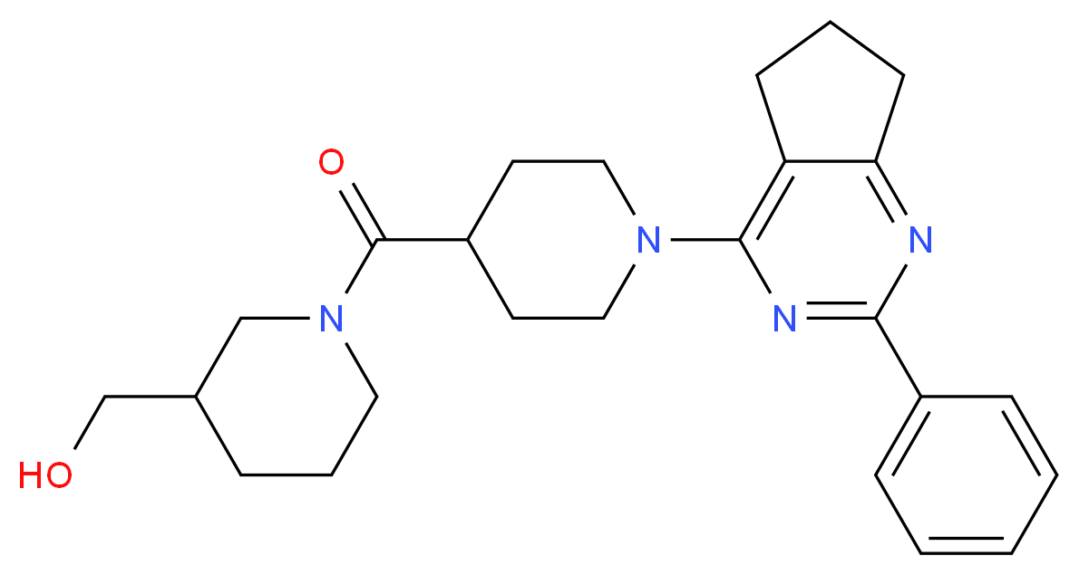 (1-{[1-(2-phenyl-6,7-dihydro-5H-cyclopenta[d]pyrimidin-4-yl)-4-piperidinyl]carbonyl}-3-piperidinyl)methanol_分子结构_CAS_)