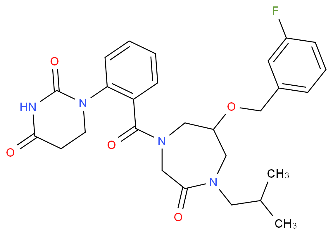 1-[2-({6-[(3-fluorobenzyl)oxy]-4-isobutyl-3-oxo-1,4-diazepan-1-yl}carbonyl)phenyl]dihydro-2,4(1H,3H)-pyrimidinedione_分子结构_CAS_)