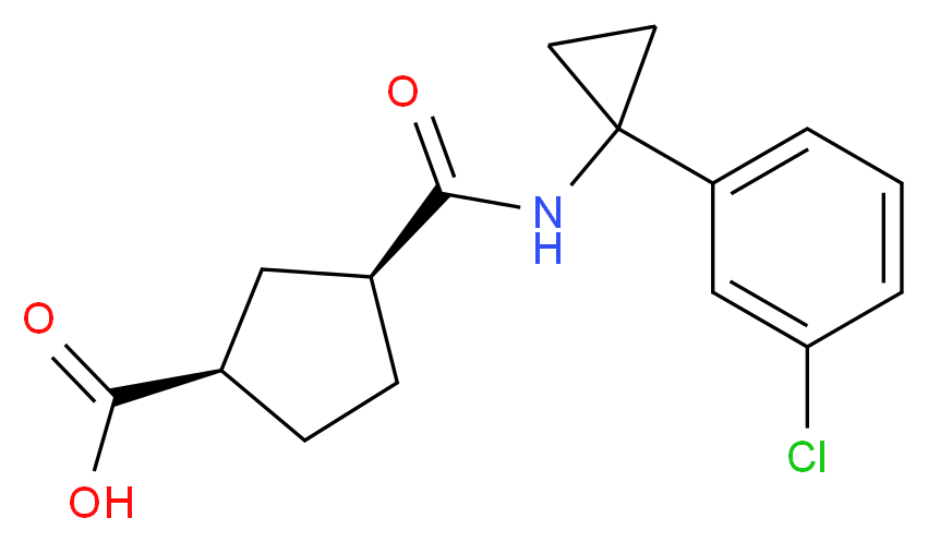 (1R*,3S*)-3-({[1-(3-chlorophenyl)cyclopropyl]amino}carbonyl)cyclopentanecarboxylic acid_分子结构_CAS_)