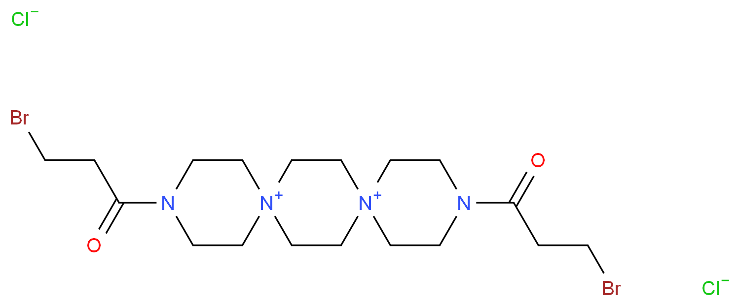 3,12-Bis(3-bromopropanoyl)-3,12-diaza-6,9-diazoniadispiro[5.2.5.2]hexadecane dichloride_分子结构_CAS_86641-76-1)
