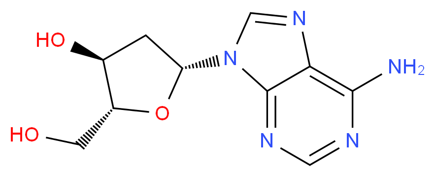 (2R,3S,5R)-5-(6-amino-9H-purin-9-yl)-2-(hydroxymethyl)tetrahydrofuran-3-ol_分子结构_CAS_16373-93-6)