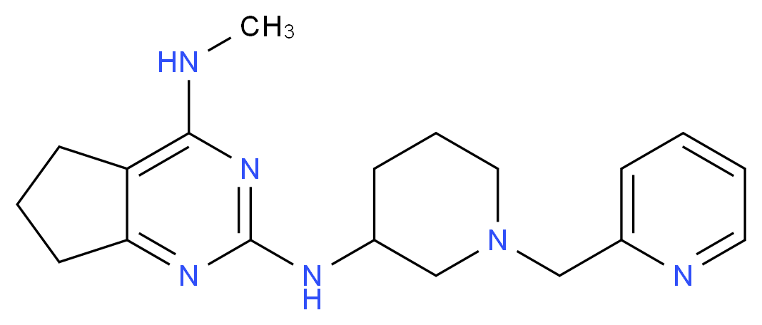 N~4~-methyl-N~2~-[1-(2-pyridinylmethyl)-3-piperidinyl]-6,7-dihydro-5H-cyclopenta[d]pyrimidine-2,4-diamine_分子结构_CAS_)