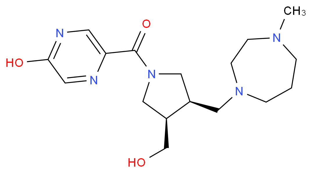 5-({(3R*,4R*)-3-(hydroxymethyl)-4-[(4-methyl-1,4-diazepan-1-yl)methyl]-1-pyrrolidinyl}carbonyl)-2-pyrazinol_分子结构_CAS_)