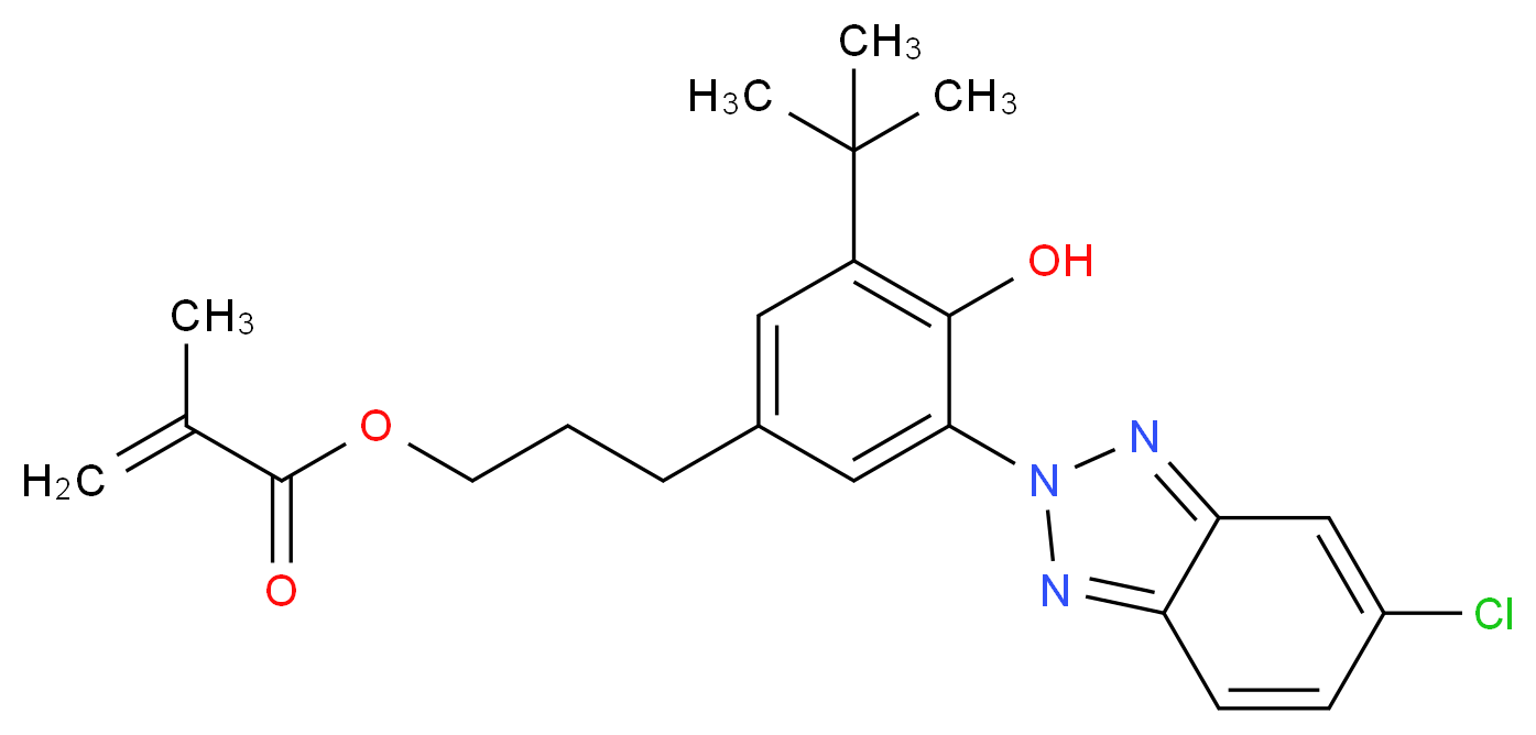 2-Methylacrylic acid 3-[3-tert-butyl-5-(5-chlorobenzotriazol-2-yl)-4-hydroxyphenyl]-propyl ester_分子结构_CAS_96478-15-8)