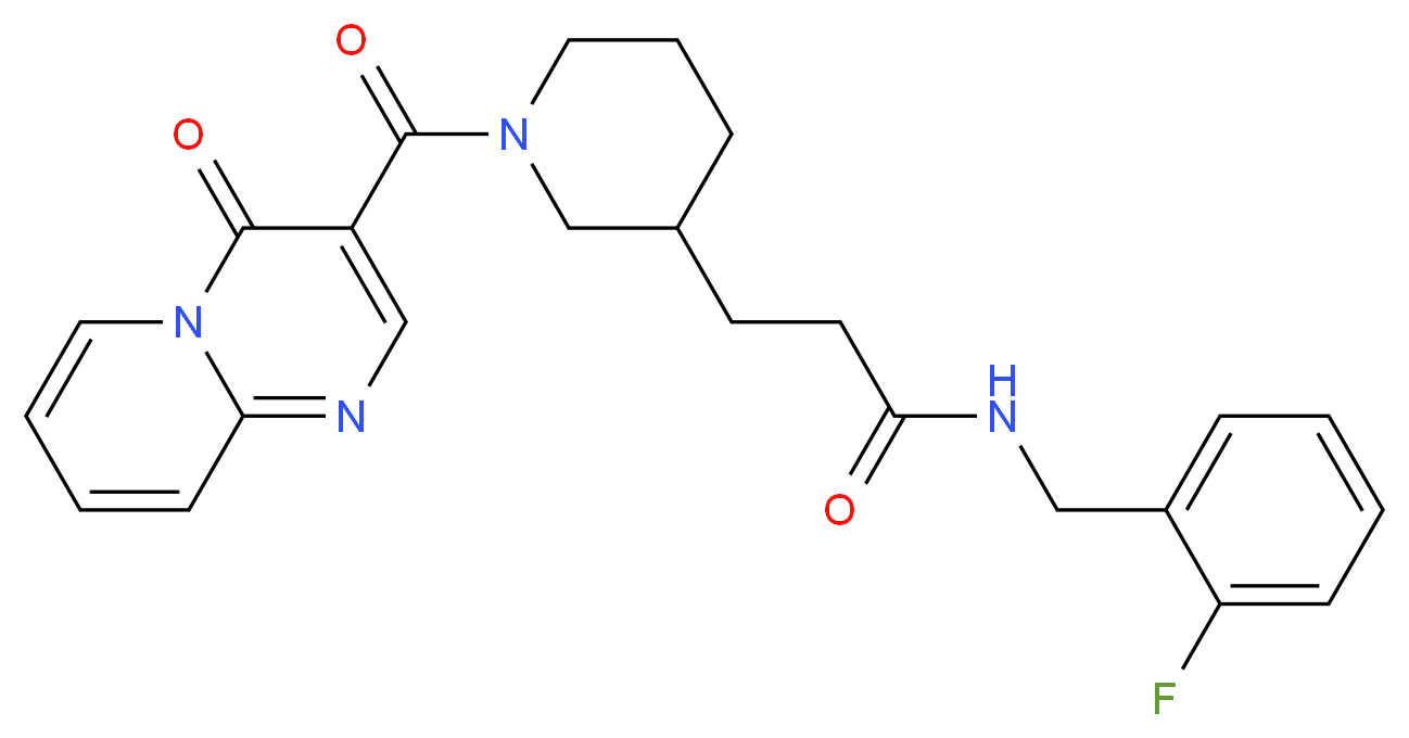 N-(2-fluorobenzyl)-3-{1-[(4-oxo-4H-pyrido[1,2-a]pyrimidin-3-yl)carbonyl]-3-piperidinyl}propanamide_分子结构_CAS_)