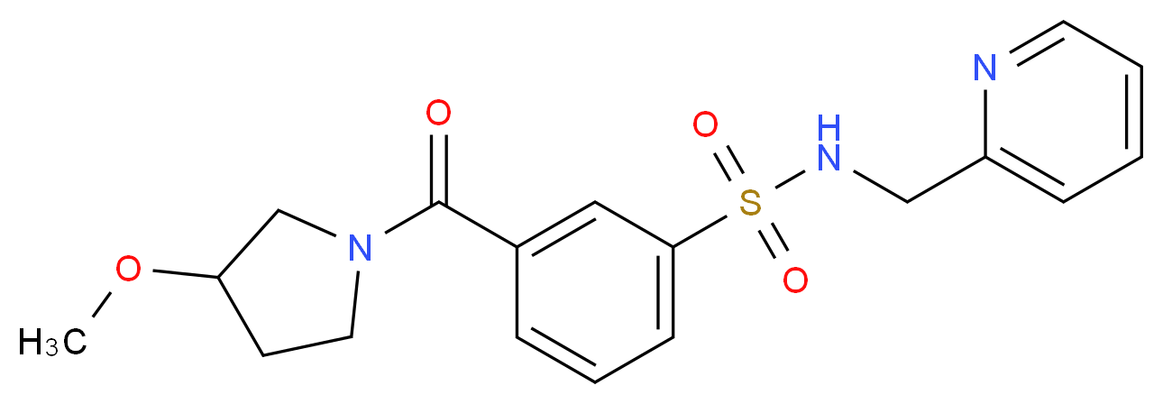 3-[(3-methoxypyrrolidin-1-yl)carbonyl]-N-(pyridin-2-ylmethyl)benzenesulfonamide_分子结构_CAS_)