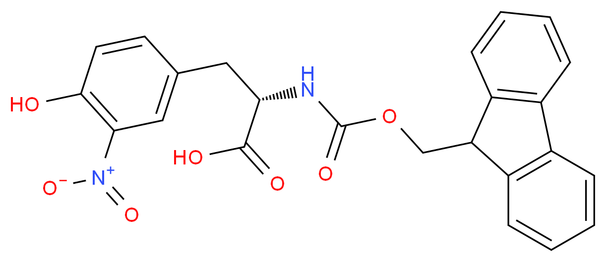 (2S)-2-{[(9H-fluoren-9-ylmethoxy)carbonyl]amino}-3-(4-hydroxy-3-nitrophenyl)propanoic acid_分子结构_CAS_136590-09-5