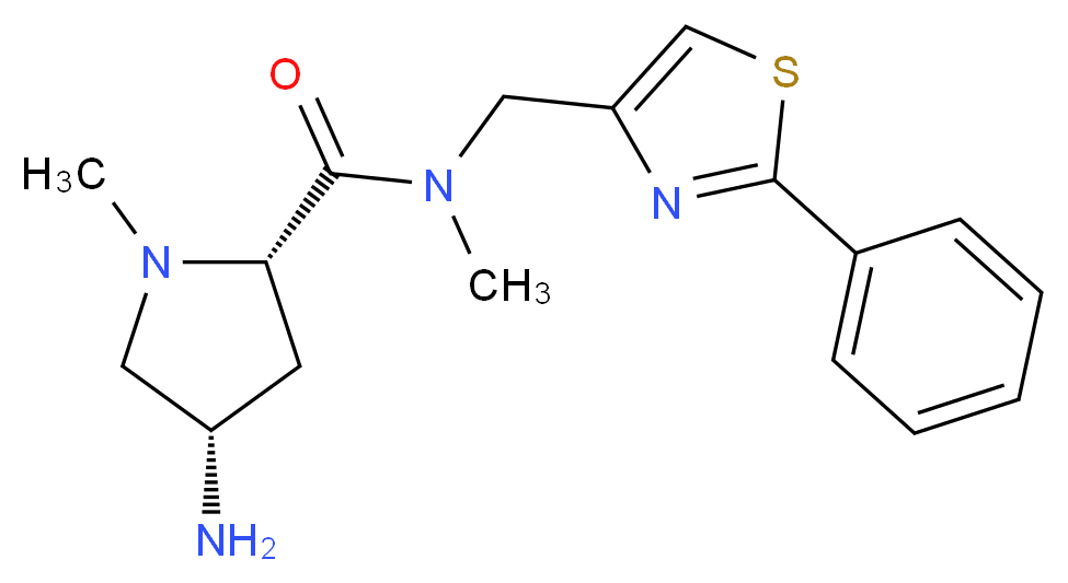 (2S,4S)-4-amino-N,1-dimethyl-N-[(2-phenyl-1,3-thiazol-4-yl)methyl]pyrrolidine-2-carboxamide_分子结构_CAS_)