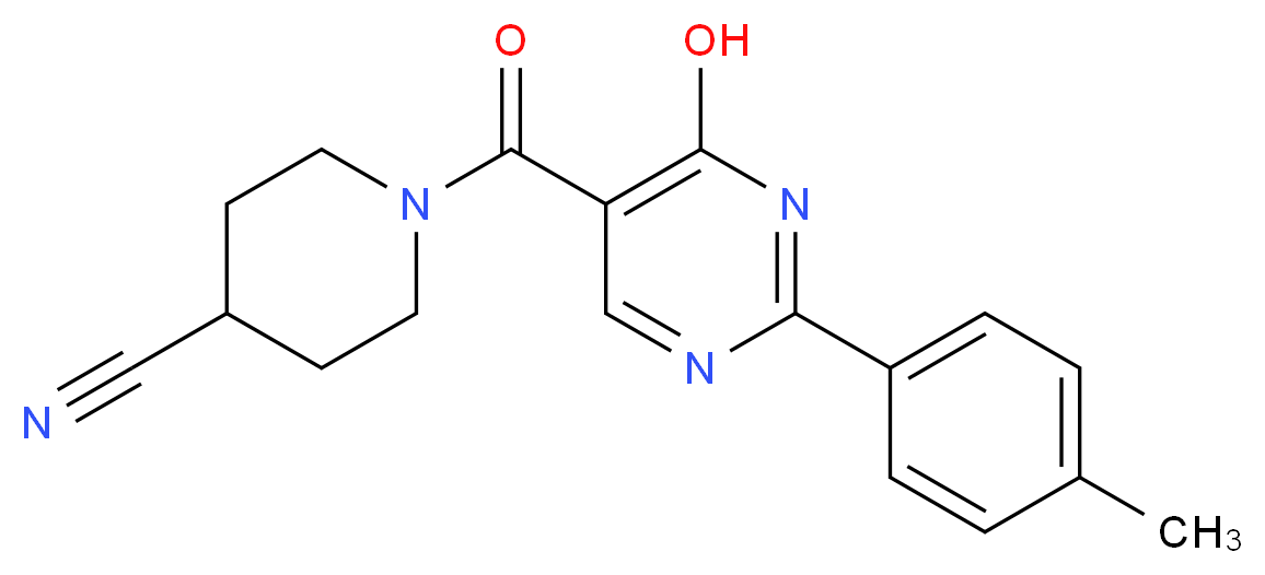 1-{[4-hydroxy-2-(4-methylphenyl)pyrimidin-5-yl]carbonyl}piperidine-4-carbonitrile_分子结构_CAS_)