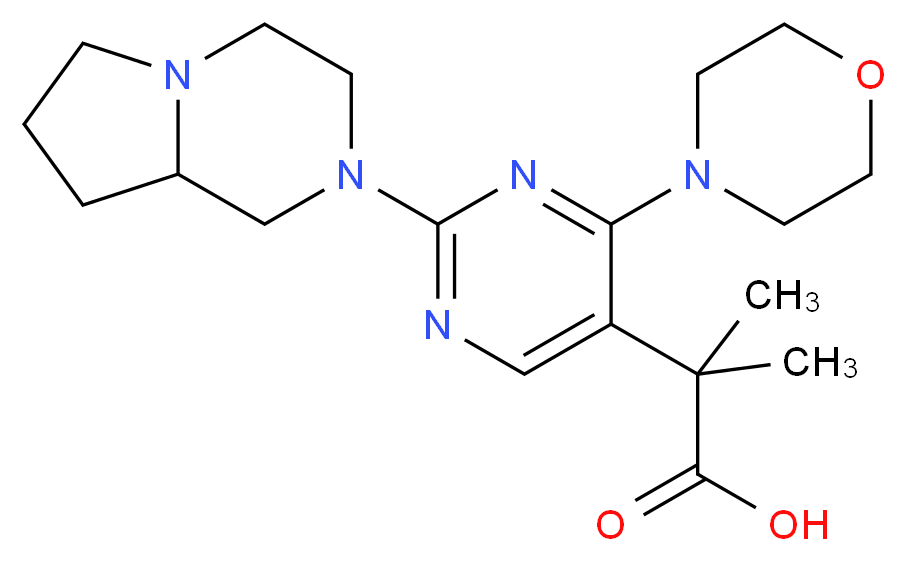 2-[2-(hexahydropyrrolo[1,2-a]pyrazin-2(1H)-yl)-4-morpholin-4-ylpyrimidin-5-yl]-2-methylpropanoic acid_分子结构_CAS_)