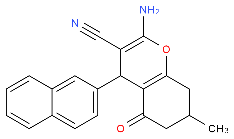 2-Amino-7-methyl-4-(2-naphthyl)-5-oxo-4,6,7,8-tetrahydro2H-chromene-3-carbonitrile_分子结构_CAS_)