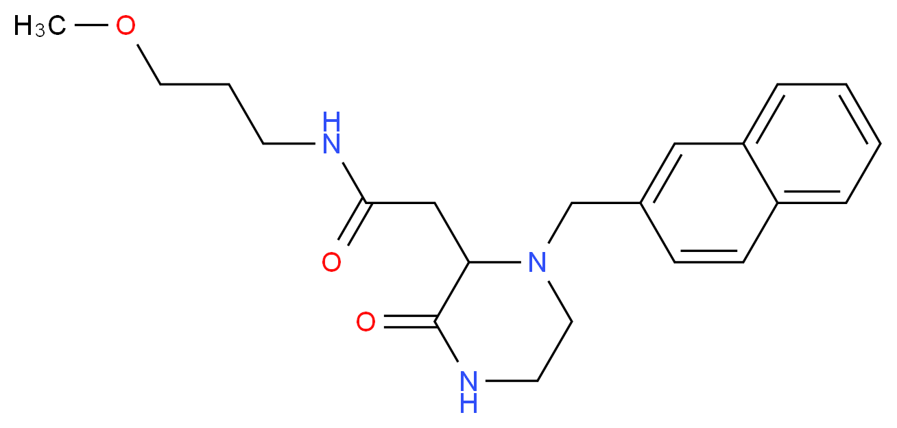 N-(3-methoxypropyl)-2-[1-(2-naphthylmethyl)-3-oxo-2-piperazinyl]acetamide_分子结构_CAS_)