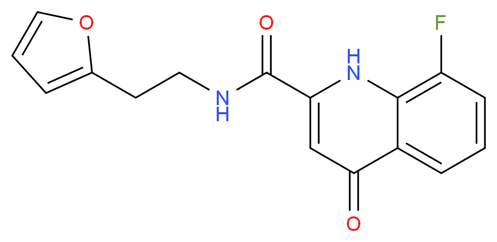 8-fluoro-N-[2-(2-furyl)ethyl]-4-oxo-1,4-dihydroquinoline-2-carboxamide_分子结构_CAS_)